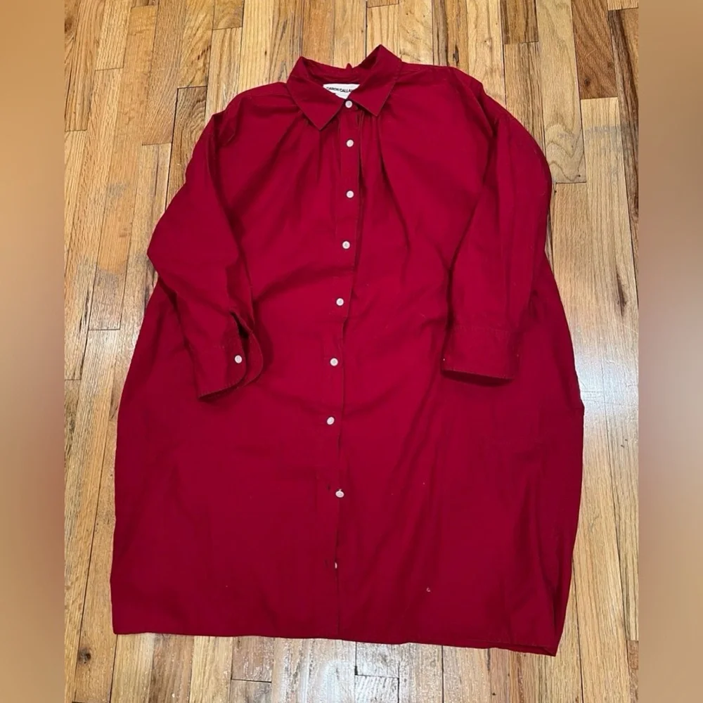 Caron Callahan Size M red maria shirt dress - Picture 3 of 3